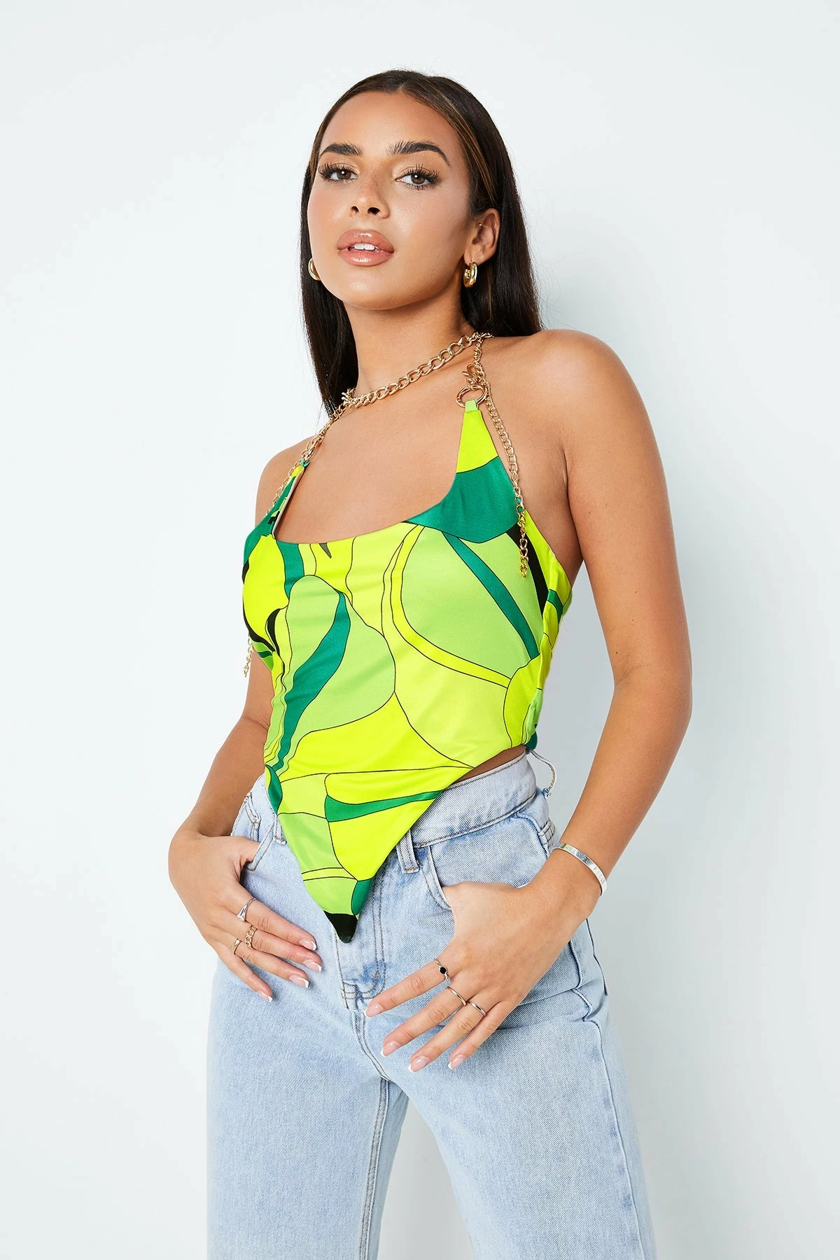 Solado Halter Neck Abstract Print Hanky Hem Crop Top 10 Solado Halter Neck Abstract Print Hanky Hem Crop Top - Image 8