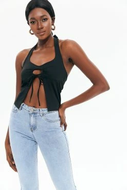 Solado Tie Front Halter Neck Tank Top