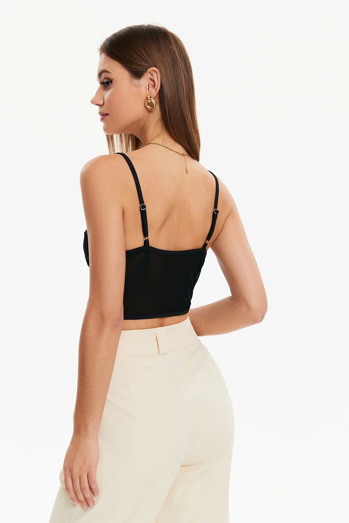 Solado Lace Splicing Curved Hem Cami Crop Top 8 Solado Lace Splicing Curved Hem Cami Crop Top - Image 6