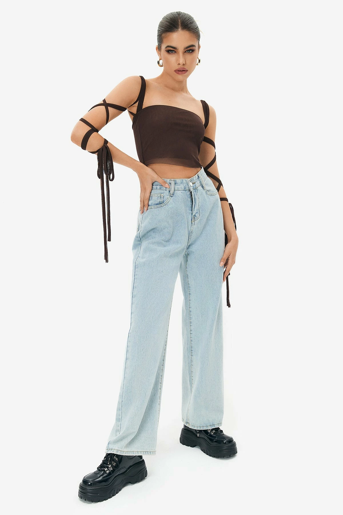 Solado Cross Tie Sleeve Backless Crop Top 14 Solado Cross Tie Sleeve Backless Crop Top - Image 12
