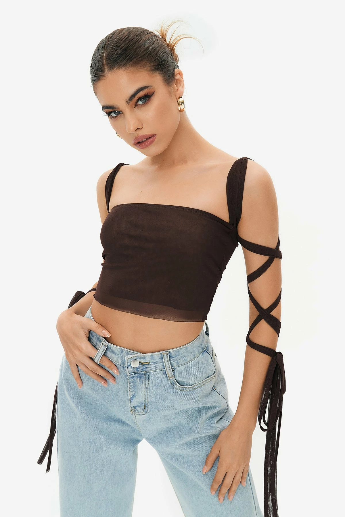 Solado Cross Tie Sleeve Backless Crop Top 11 Solado Cross Tie Sleeve Backless Crop Top - Image 9