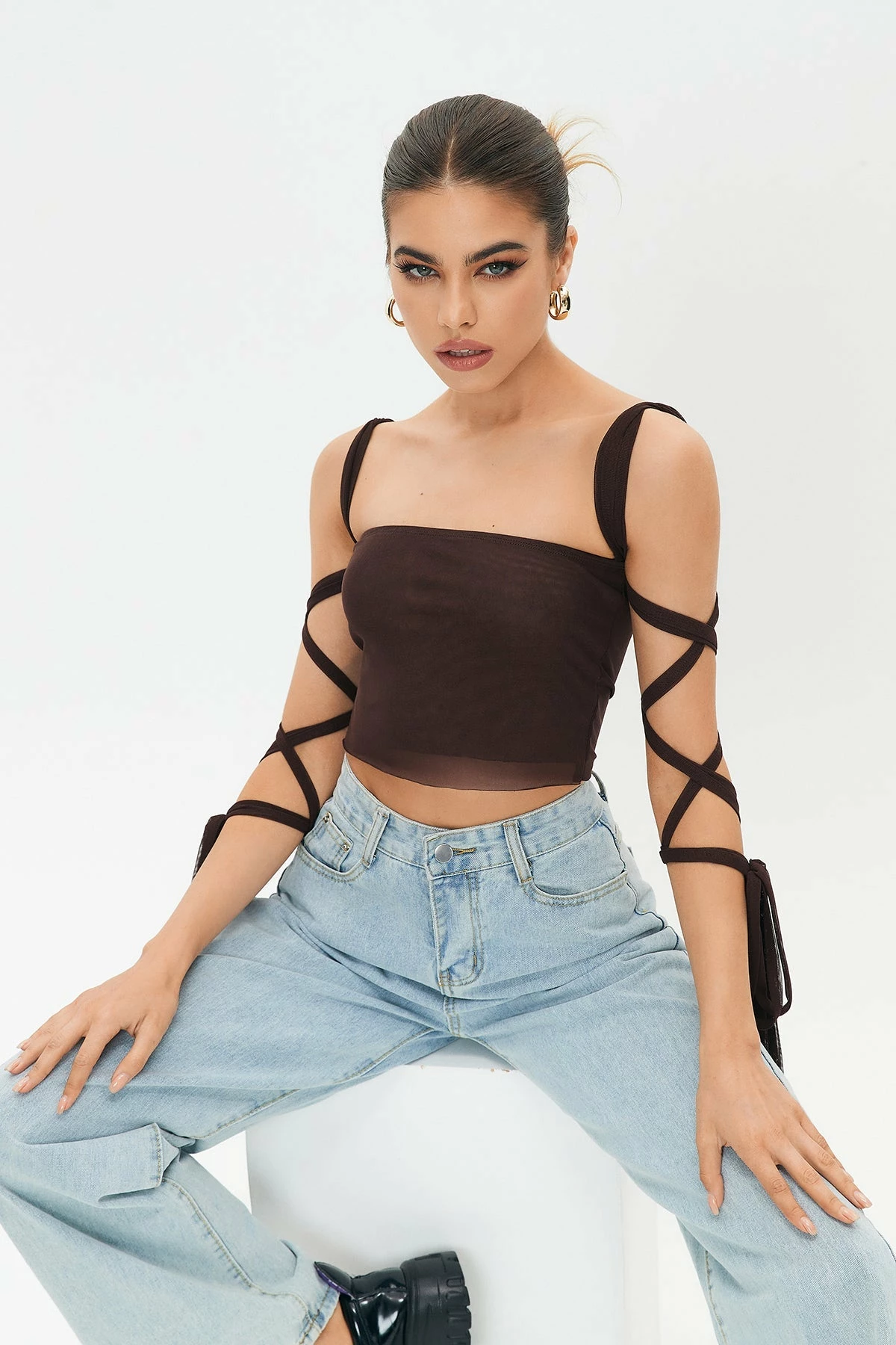 Solado Cross Tie Sleeve Backless Crop Top 13 Solado Cross Tie Sleeve Backless Crop Top - Image 11