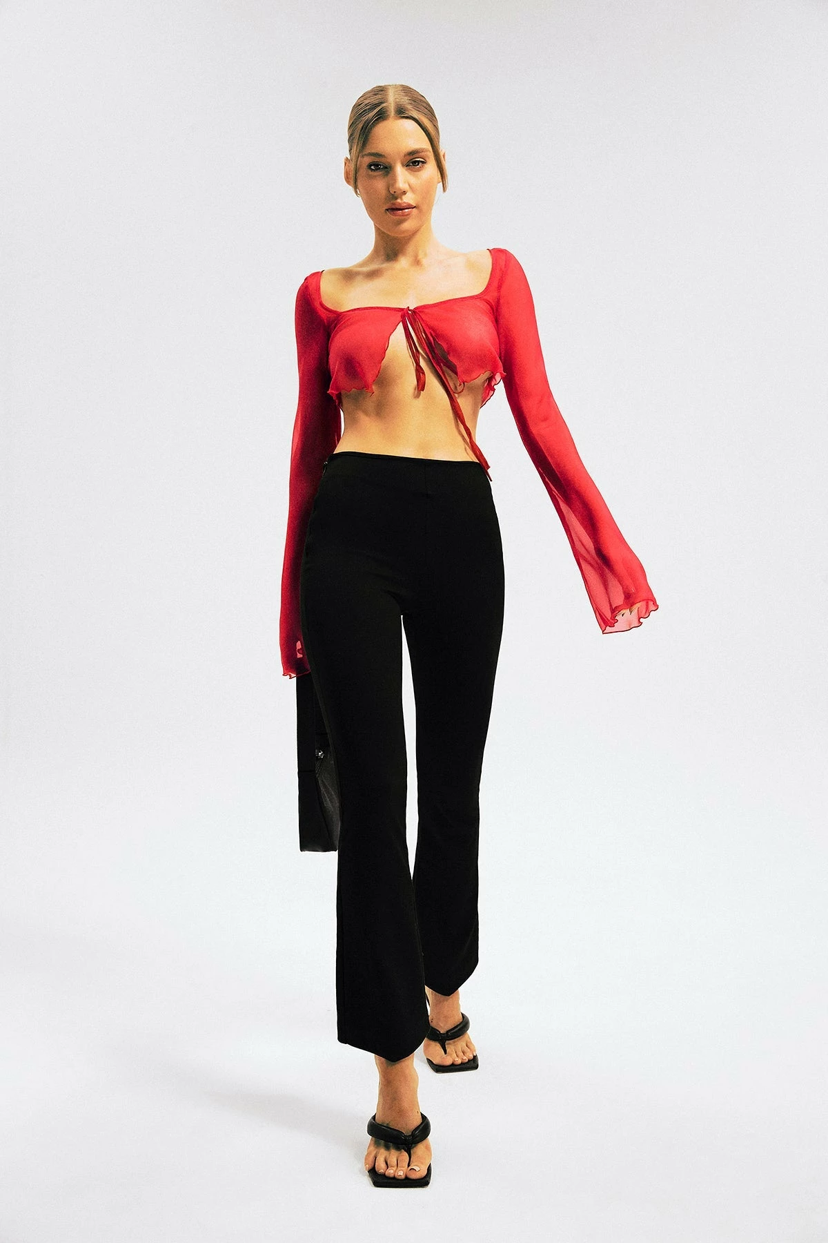 SOLADO Mesh Tie Front Flare Long Sleeve Top 15 SOLADO Mesh Tie Front Flare Long Sleeve Top - Image 13