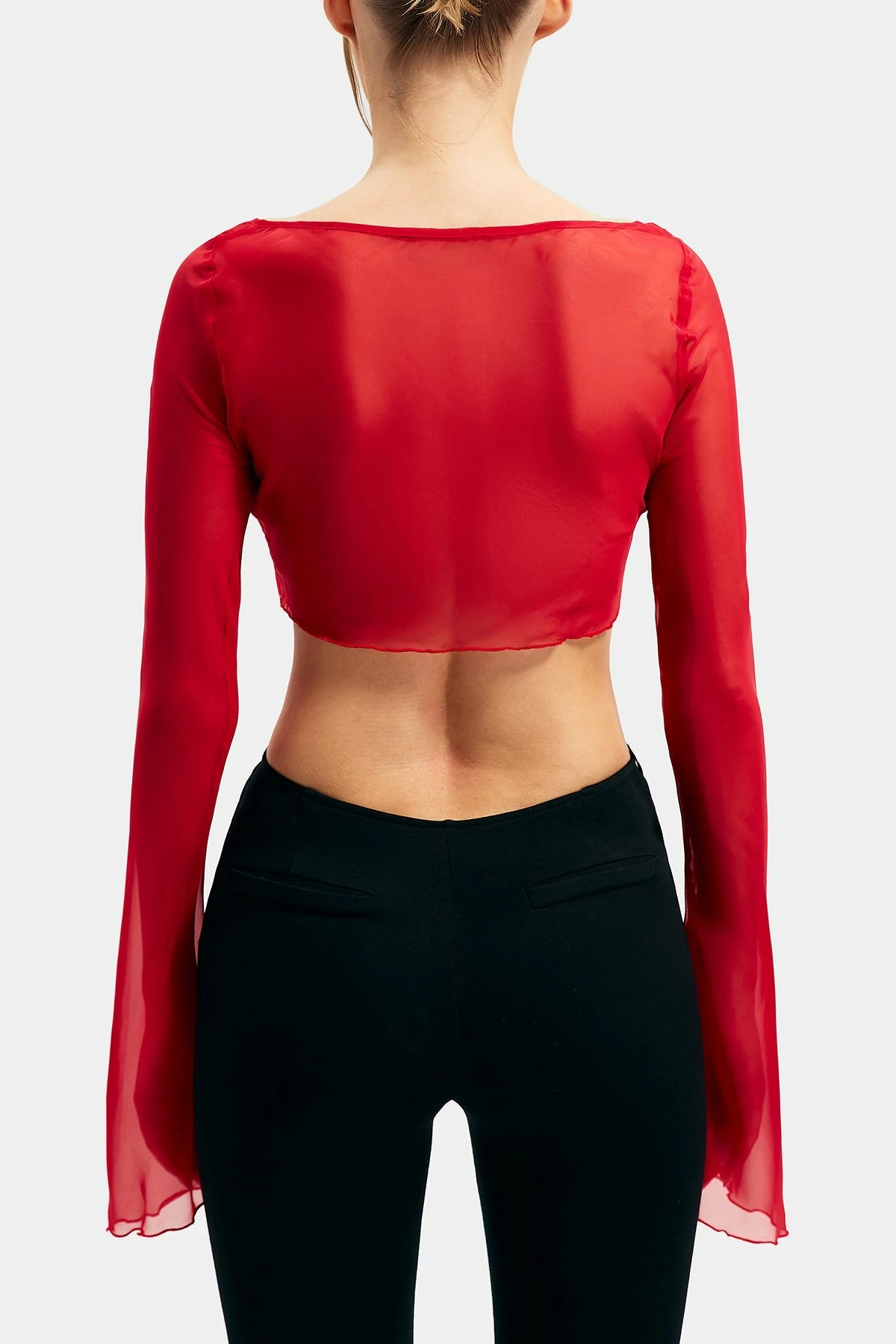 SOLADO Mesh Tie Front Flare Long Sleeve Top 17 SOLADO Mesh Tie Front Flare Long Sleeve Top - Image 15
