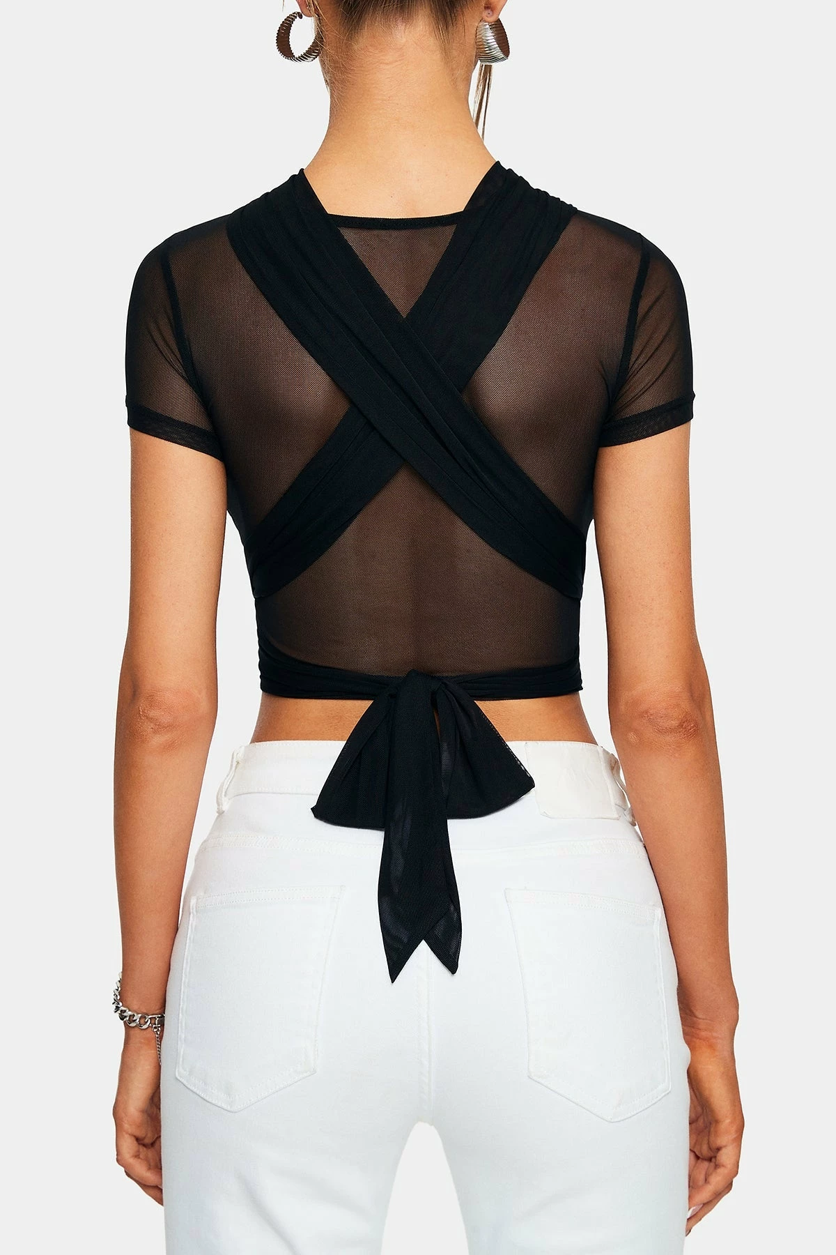 SOLADO Mesh Cross Wrap Tie Back Crop Top 18 SOLADO Mesh Cross Wrap Tie Back Crop Top - Image 16