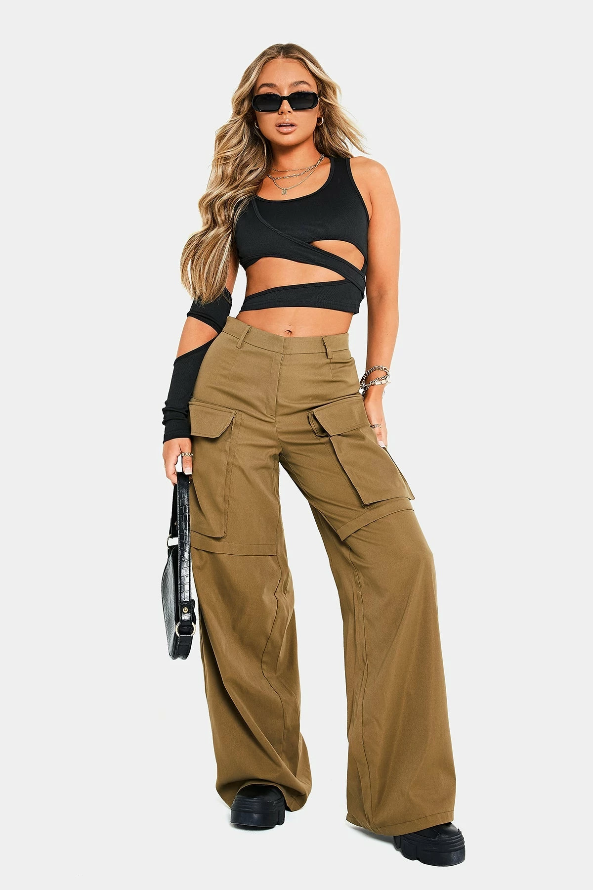 SOLADO Cut Out One Sleeve Round Neck Solid Crop Top 13 SOLADO Cut Out One Sleeve Round Neck Solid Crop Top - Image 11