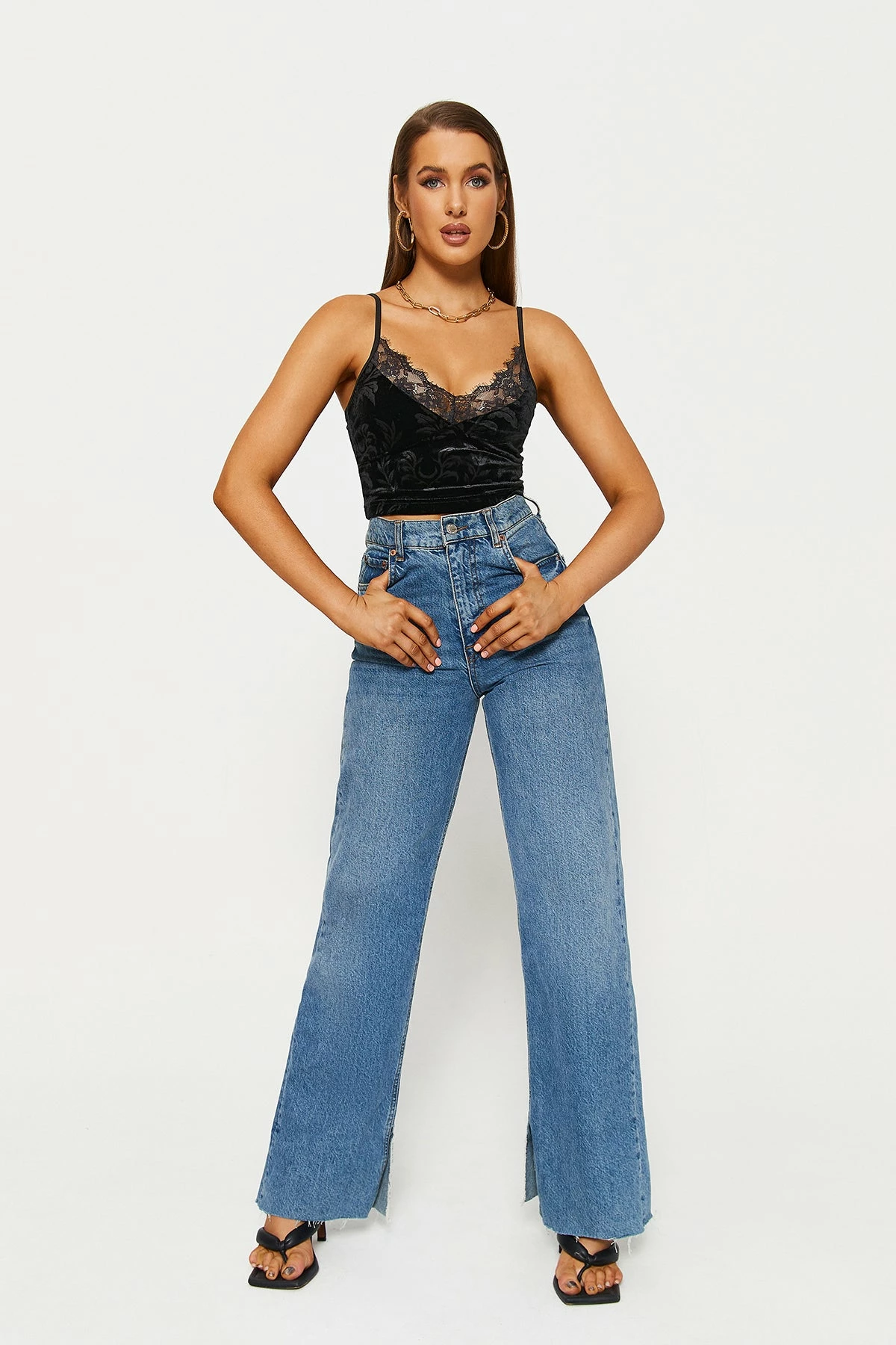 Solado Velvet Lace Trim Backless Cami Crop Top 6 Solado Velvet Lace Trim Backless Cami Crop Top - Image 4