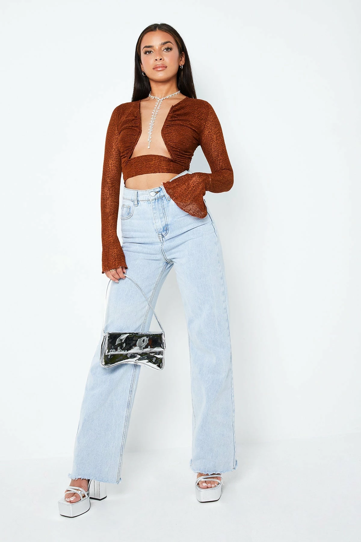SOLADO Open Front Boning Flared Sleeve Crop Top Without Necklace 6 SOLADO Open Front Boning Flared Sleeve Crop Top Without Necklace - Image 4