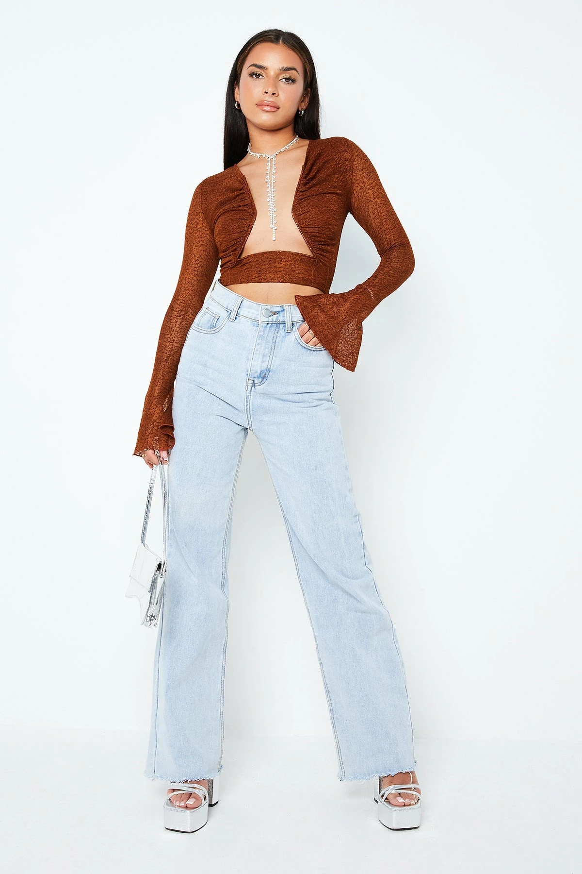 SOLADO Open Front Boning Flared Sleeve Crop Top Without Necklace 7 SOLADO Open Front Boning Flared Sleeve Crop Top Without Necklace - Image 5