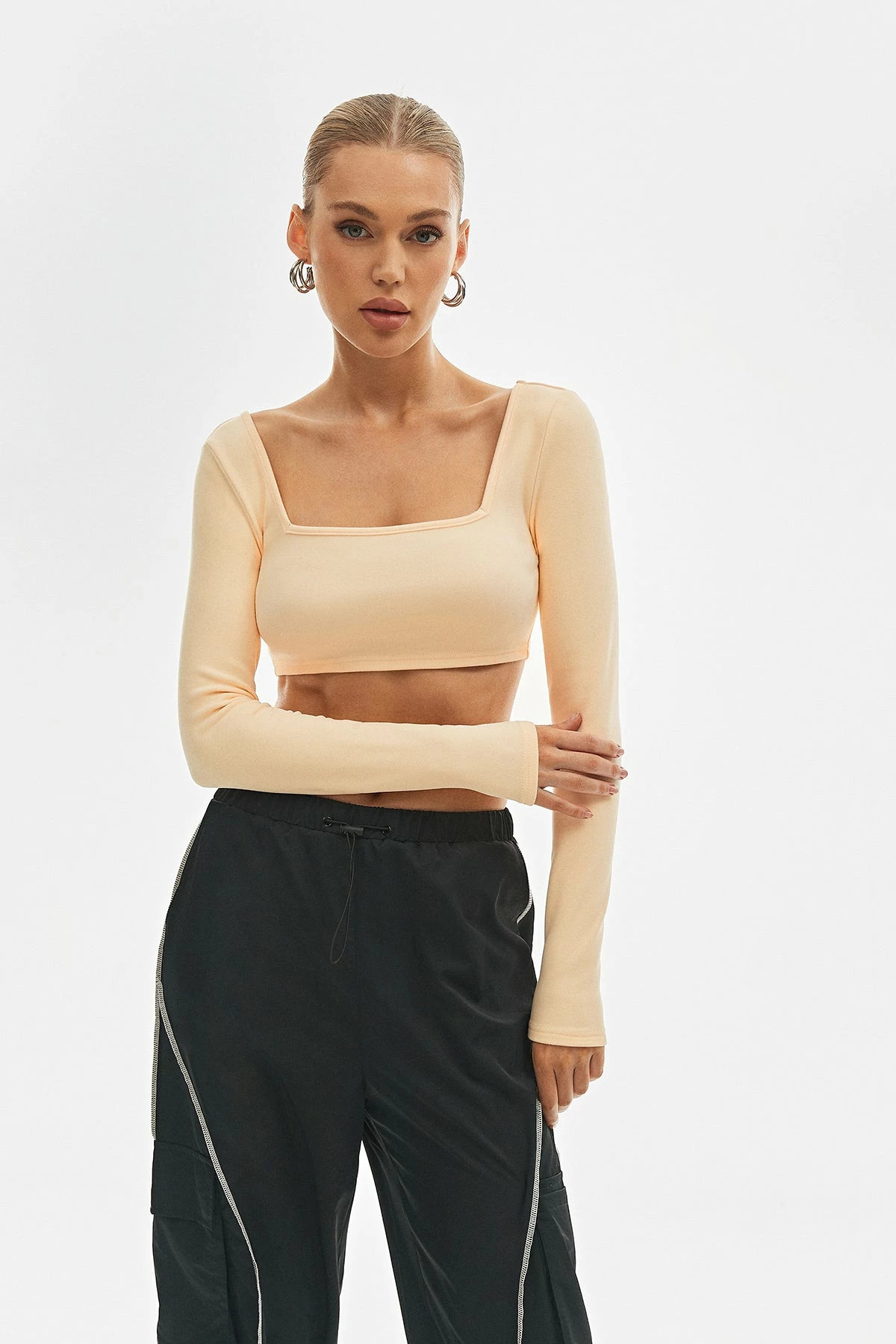 SOLADO Square Neck Solid Long Sleeve Crop Top 11 SOLADO Square Neck Solid Long Sleeve Crop Top - Image 9