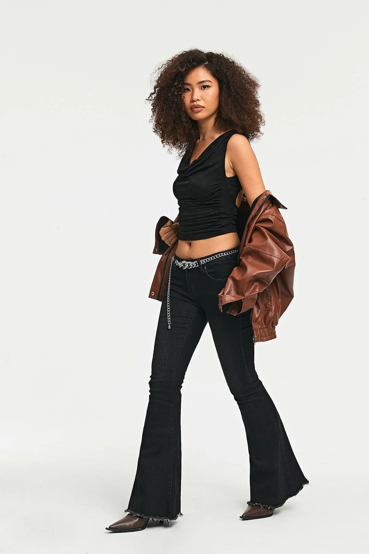 SOLADO Cowl Neck Check Print Open Back Crop Top 6 SOLADO Cowl Neck Check Print Open Back Crop Top - Image 4