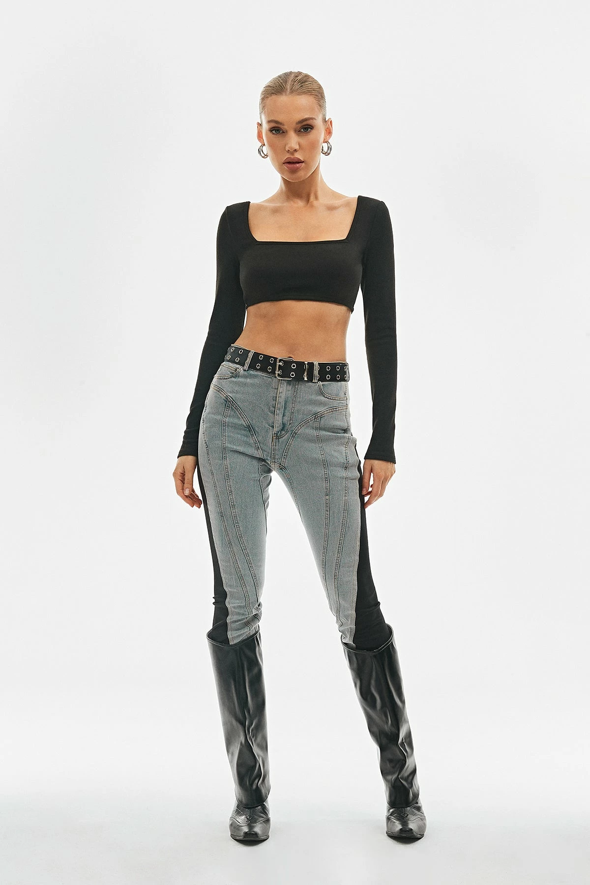 SOLADO Square Neck Solid Long Sleeve Crop Top 18 SOLADO Square Neck Solid Long Sleeve Crop Top - Image 16