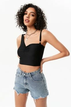 Solado Solid Asymmetric Neck Crop Top