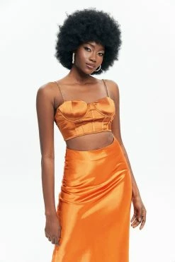 Solado Satin Chain Strap Boning Corset Top