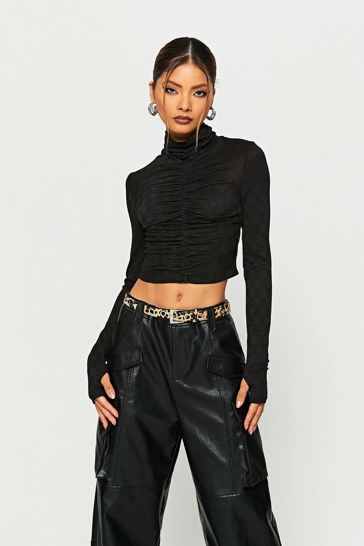 SOLADO High Neck Ruched Thumb Hole Long Sleeve Top 4 SOLADO High Neck Ruched Thumb Hole Long Sleeve Top - Image 2