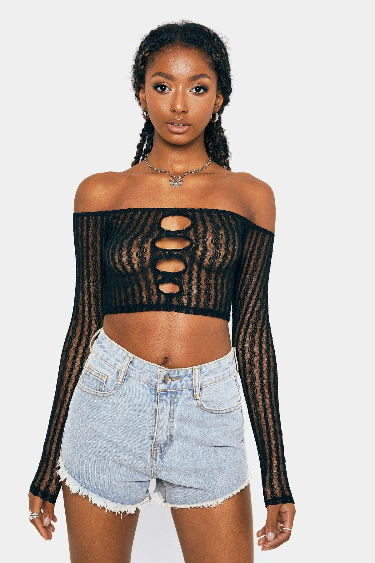SOLADO Lace Cut Out Off Shoulder Long Sleeve Top 7 SOLADO Lace Cut Out Off Shoulder Long Sleeve Top - Image 5