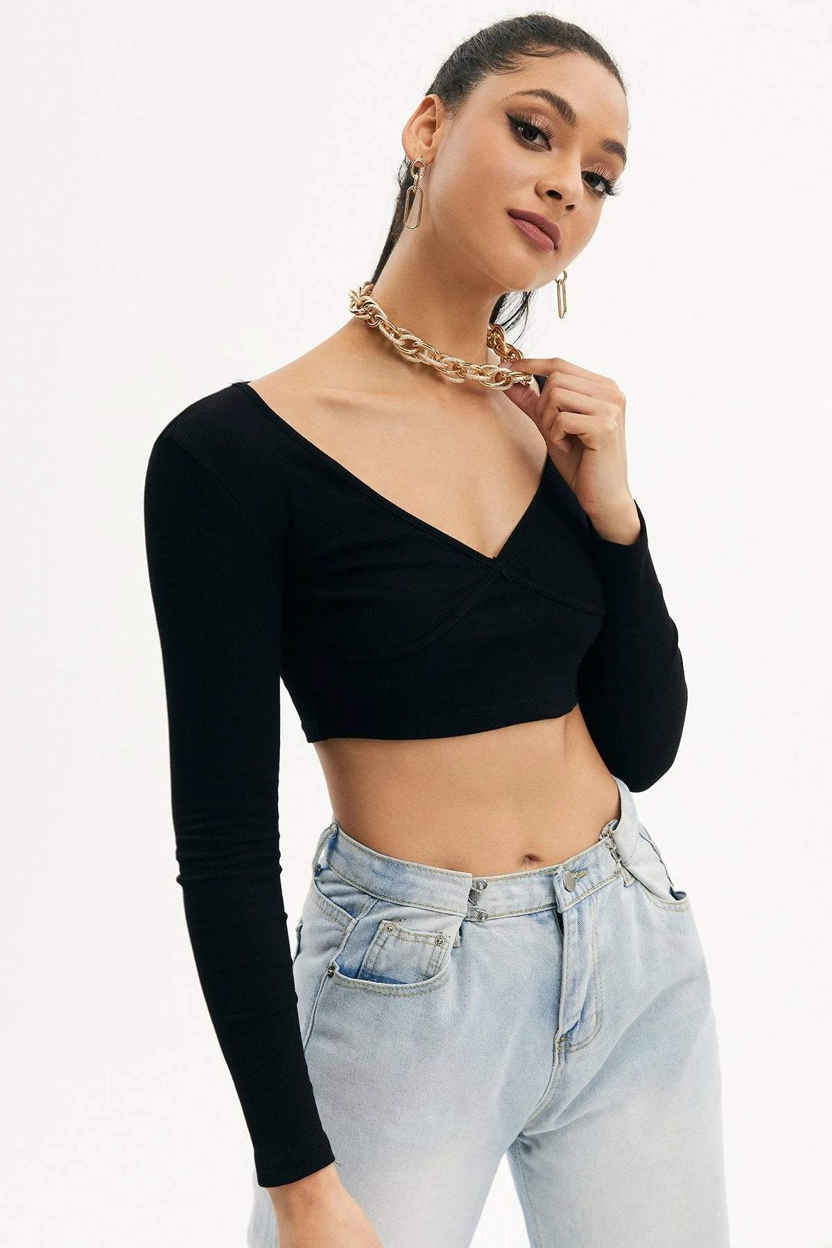 Solado Ribbed V Neck Solid Long Sleeve Top 11 Solado Ribbed V Neck Solid Long Sleeve Top - Image 9