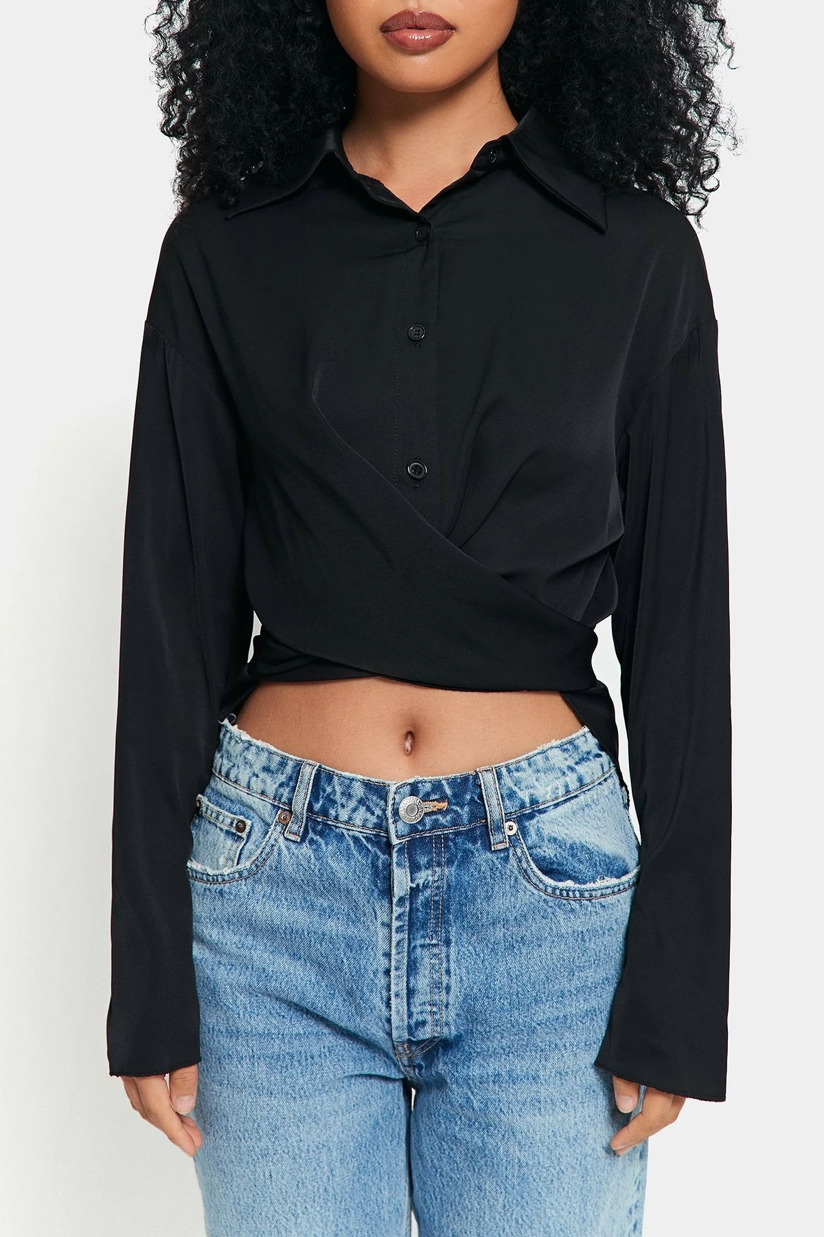 SOLADO Lapel Neck Cross Wrap Cinched Waist Blouse 8 SOLADO Lapel Neck Cross Wrap Cinched Waist Blouse - Image 6