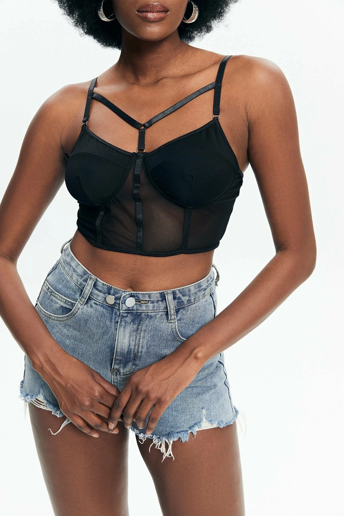 Solado Mesh Splicing Cut Out Cami Crop Top 6 Solado Mesh Splicing Cut Out Cami Crop Top - Image 4
