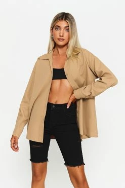 SOLADO Lapel Neck Button Front Solid Long Sleeve Shirt