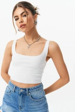 Solado U Neck Ribbed Backless Solid Tank Top