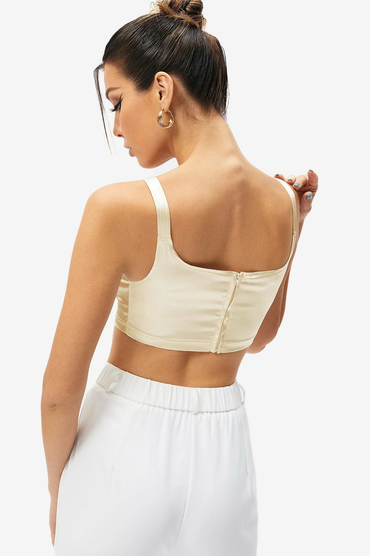 SOLADO Satin Sleeveless Zip Backless Crop Top 10 SOLADO Satin Sleeveless Zip Backless Crop Top - Image 8
