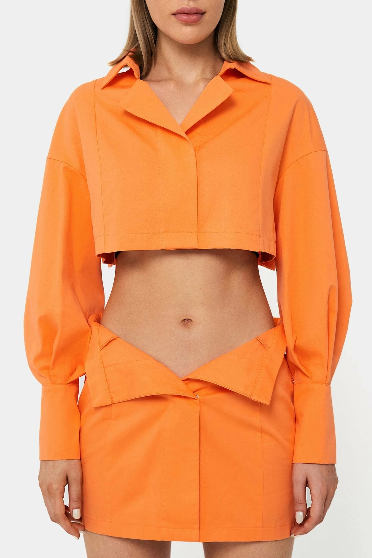 SOLADO Lapel Neck Long Sleeve Solid Crop Shirt 8 SOLADO Lapel Neck Long Sleeve Solid Crop Shirt - Image 6