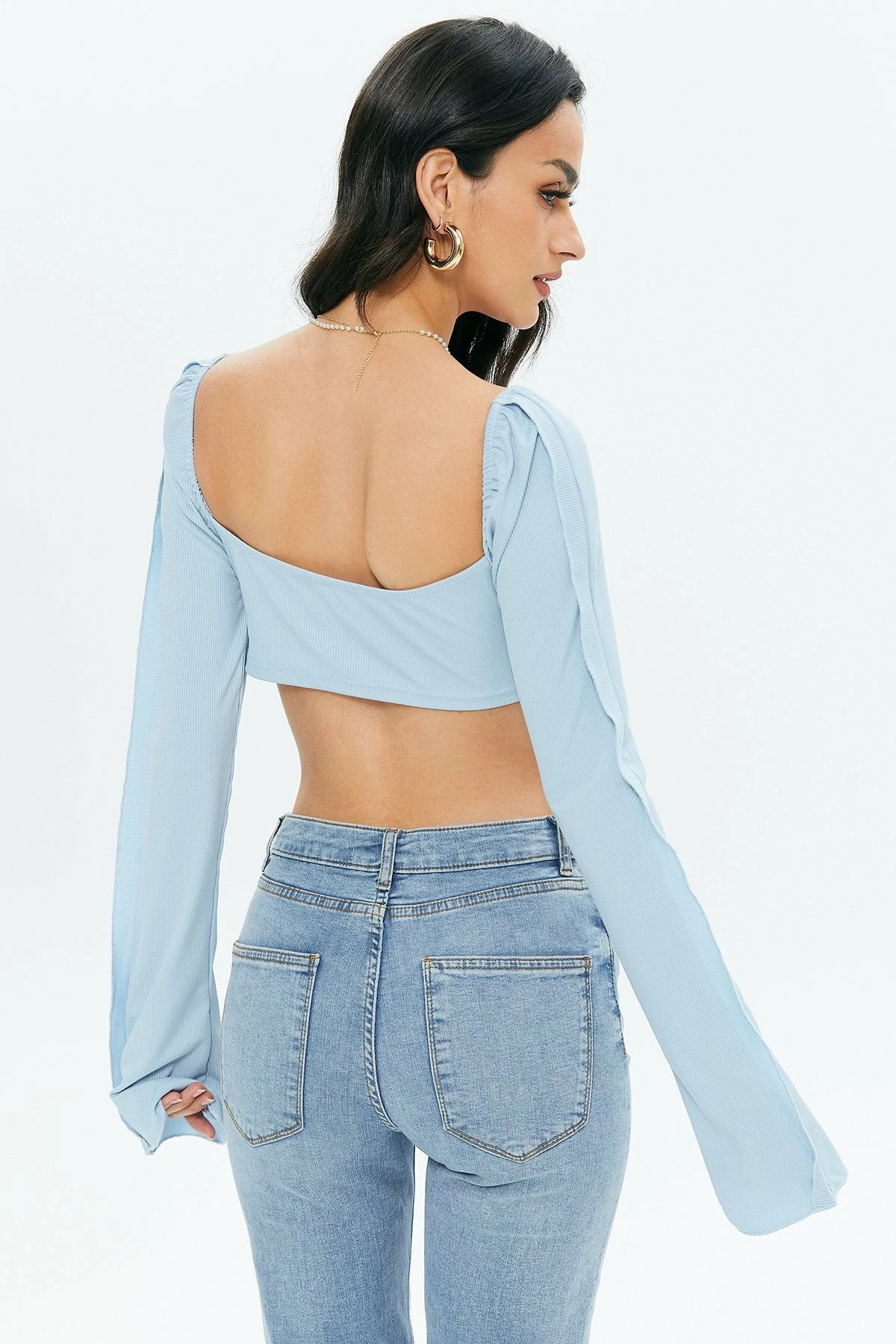 Solado Ribbed Backless Long Sleeve Crop Top 4 Solado Ribbed Backless Long Sleeve Crop Top - Image 2