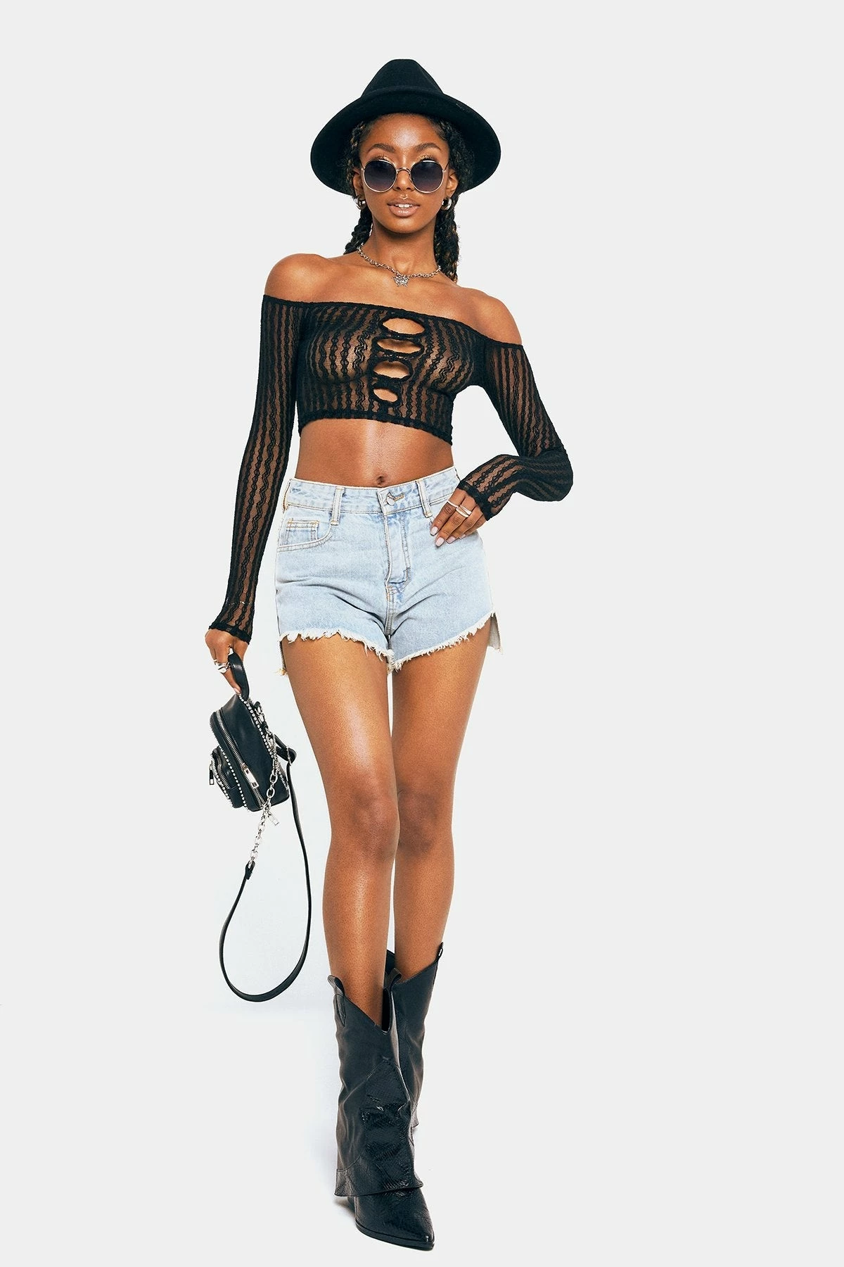 SOLADO Lace Cut Out Off Shoulder Long Sleeve Top 6 SOLADO Lace Cut Out Off Shoulder Long Sleeve Top - Image 4
