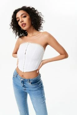 Solado Floral Trim Hook And Eye Corset Top