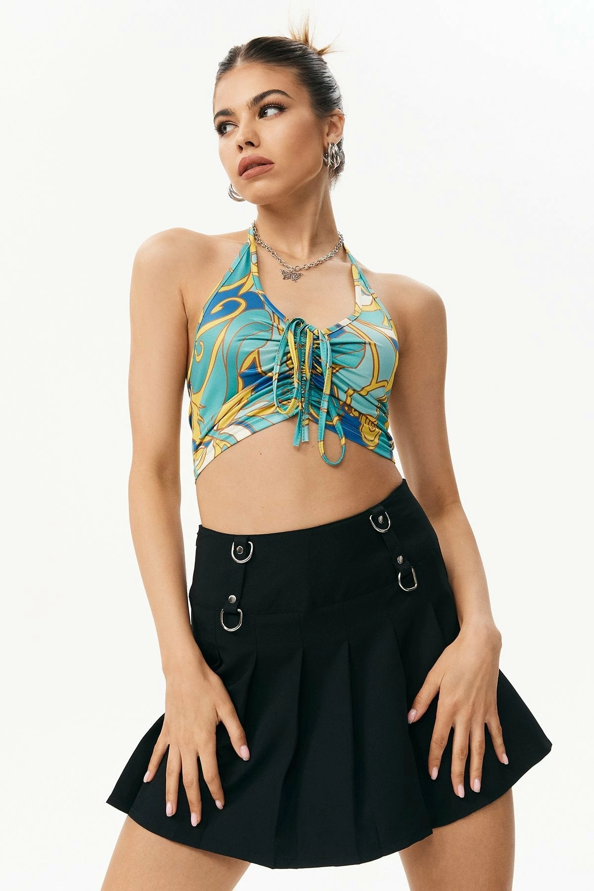Solado Halter Neck Abstract Print Crop Top 3 Solado Halter Neck Abstract Print Crop Top