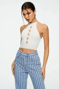 Alternative view of Solado Halter Neck Cut Out Backless Knitted Crop Top