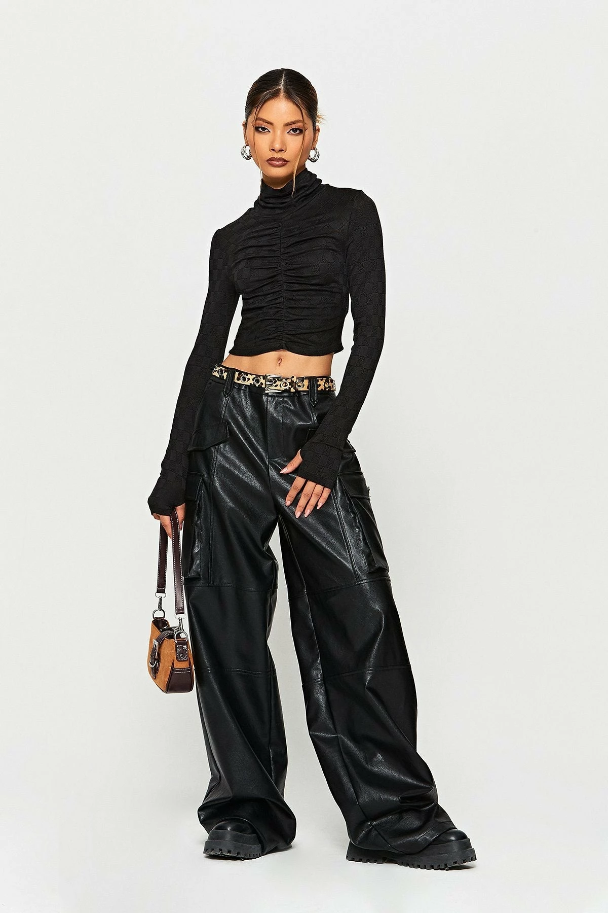 SOLADO High Neck Ruched Thumb Hole Long Sleeve Top 6 SOLADO High Neck Ruched Thumb Hole Long Sleeve Top - Image 4