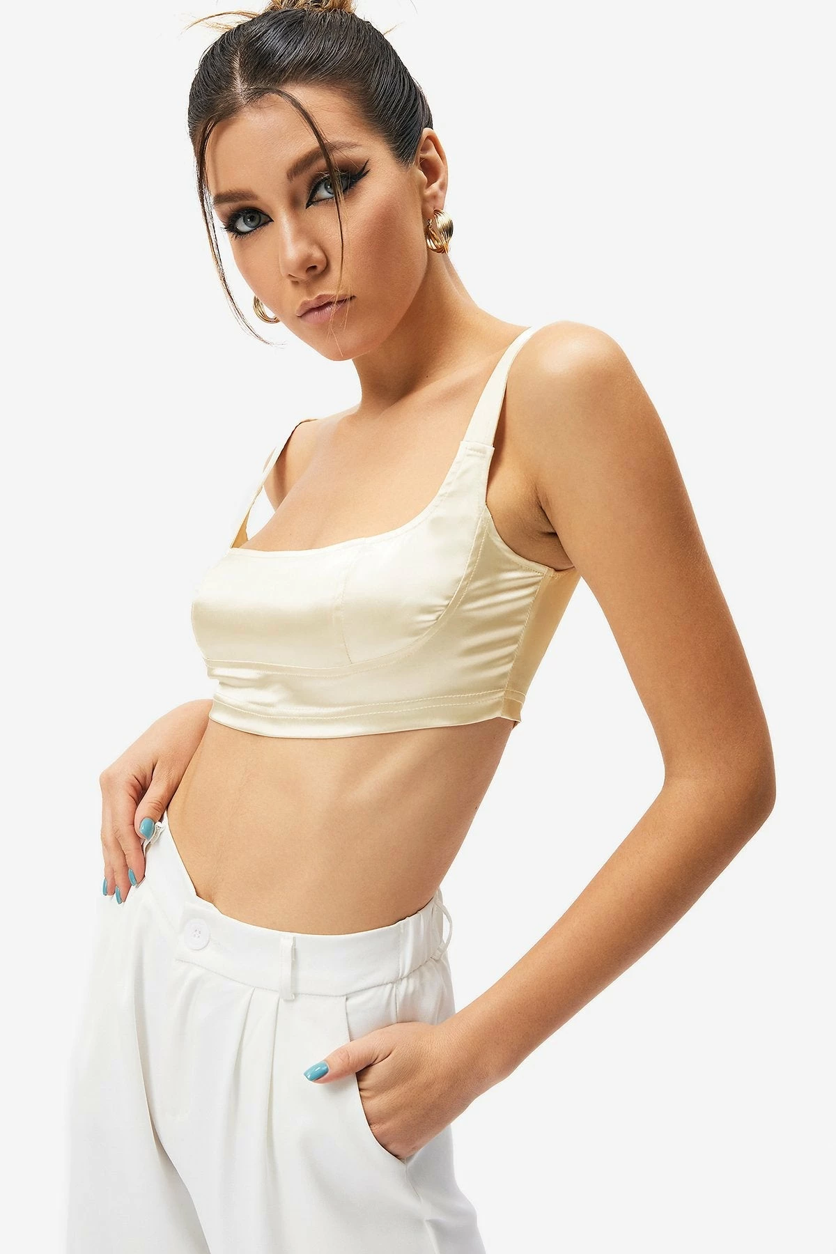 SOLADO Satin Sleeveless Zip Backless Crop Top 9 SOLADO Satin Sleeveless Zip Backless Crop Top - Image 7