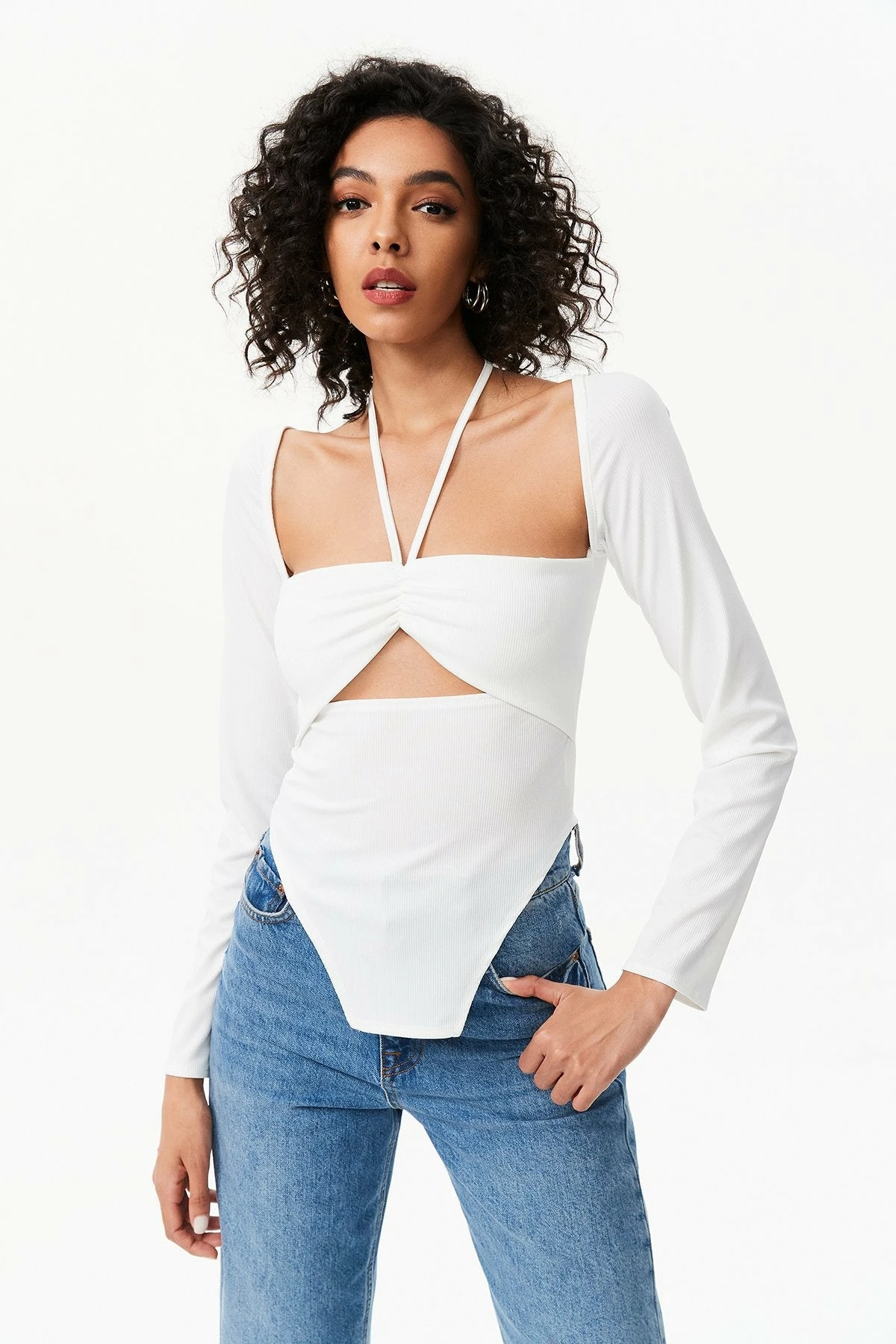 Solado Asymmetric Hem Cut Out Long Sleeve Top 3 Solado Asymmetric Hem Cut Out Long Sleeve Top