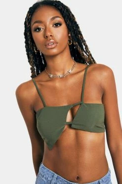 SOLADO Cut Out Asymmetrical Hem Backless Crop Top