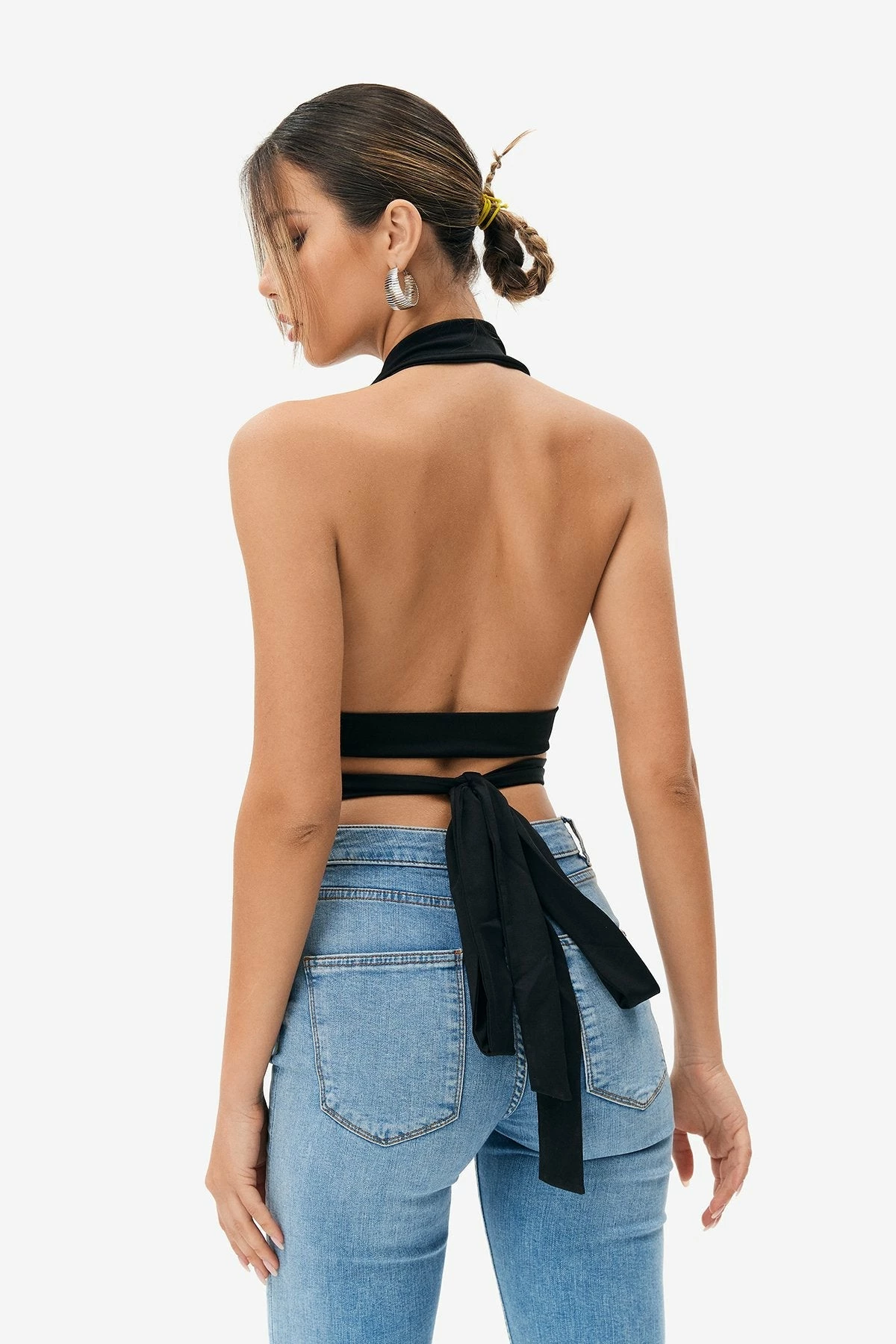 Solado Plunging Neck Cross Tie Backless Crop Top 4 Solado Plunging Neck Cross Tie Backless Crop Top - Image 2