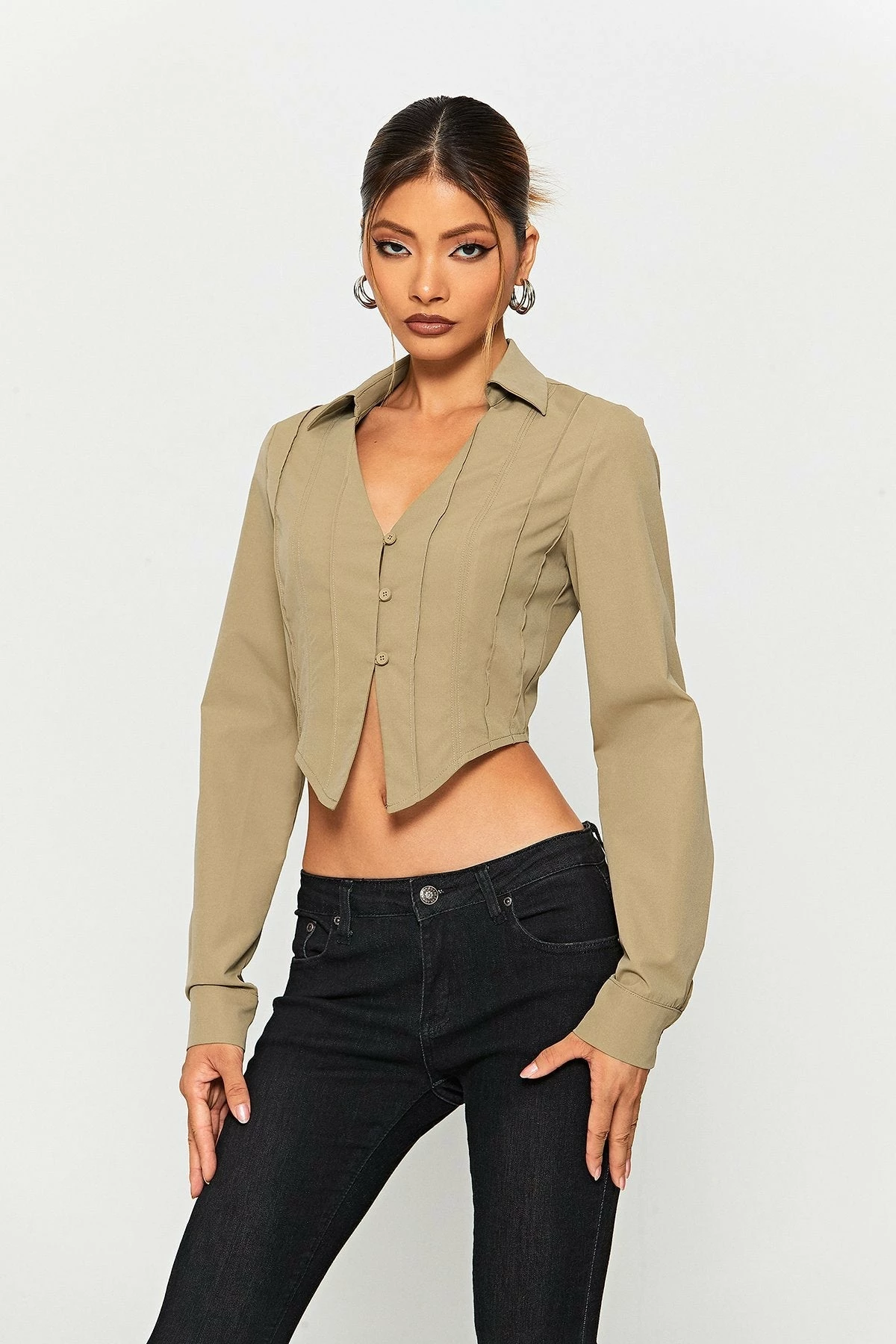 SOLADO Seam Detail Asymmetrical Hem Long Sleeve Top 4 SOLADO Seam Detail Asymmetrical Hem Long Sleeve Top - Image 2