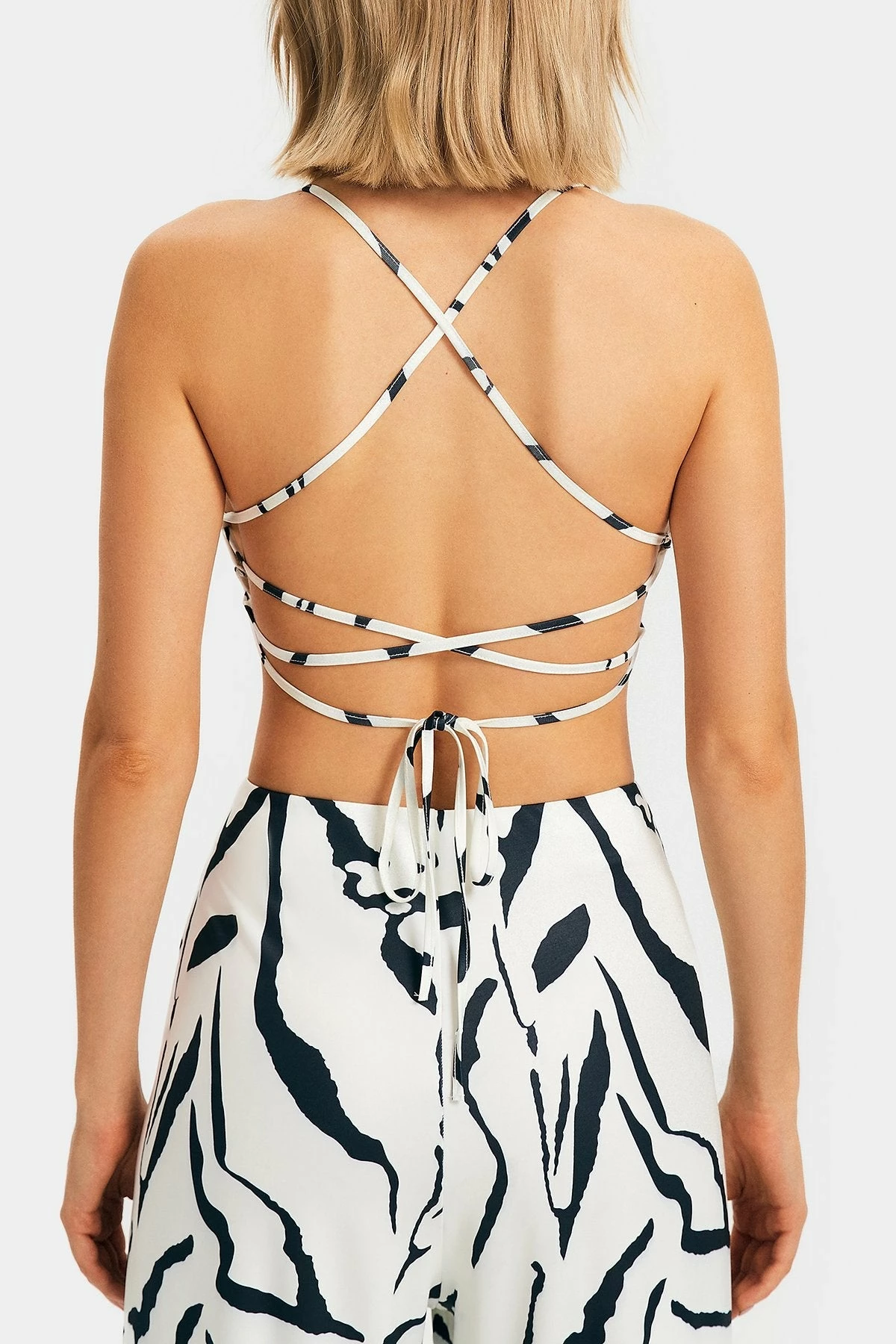 SOLADO Zebra Print Cross Tie Backless Corset Top 9 SOLADO Zebra Print Cross Tie Backless Corset Top - Image 7