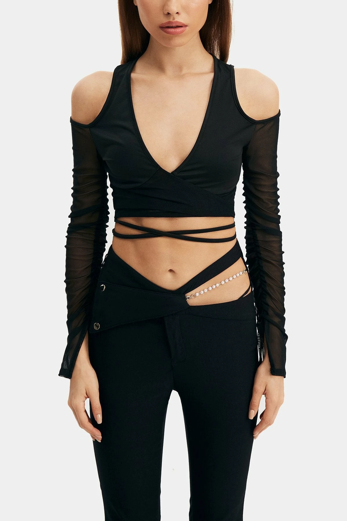 Solado Plunging Neck Cold Shoulder Cross Tie Long Sleeve Top 11 Solado Plunging Neck Cold Shoulder Cross Tie Long Sleeve Top - Image 9