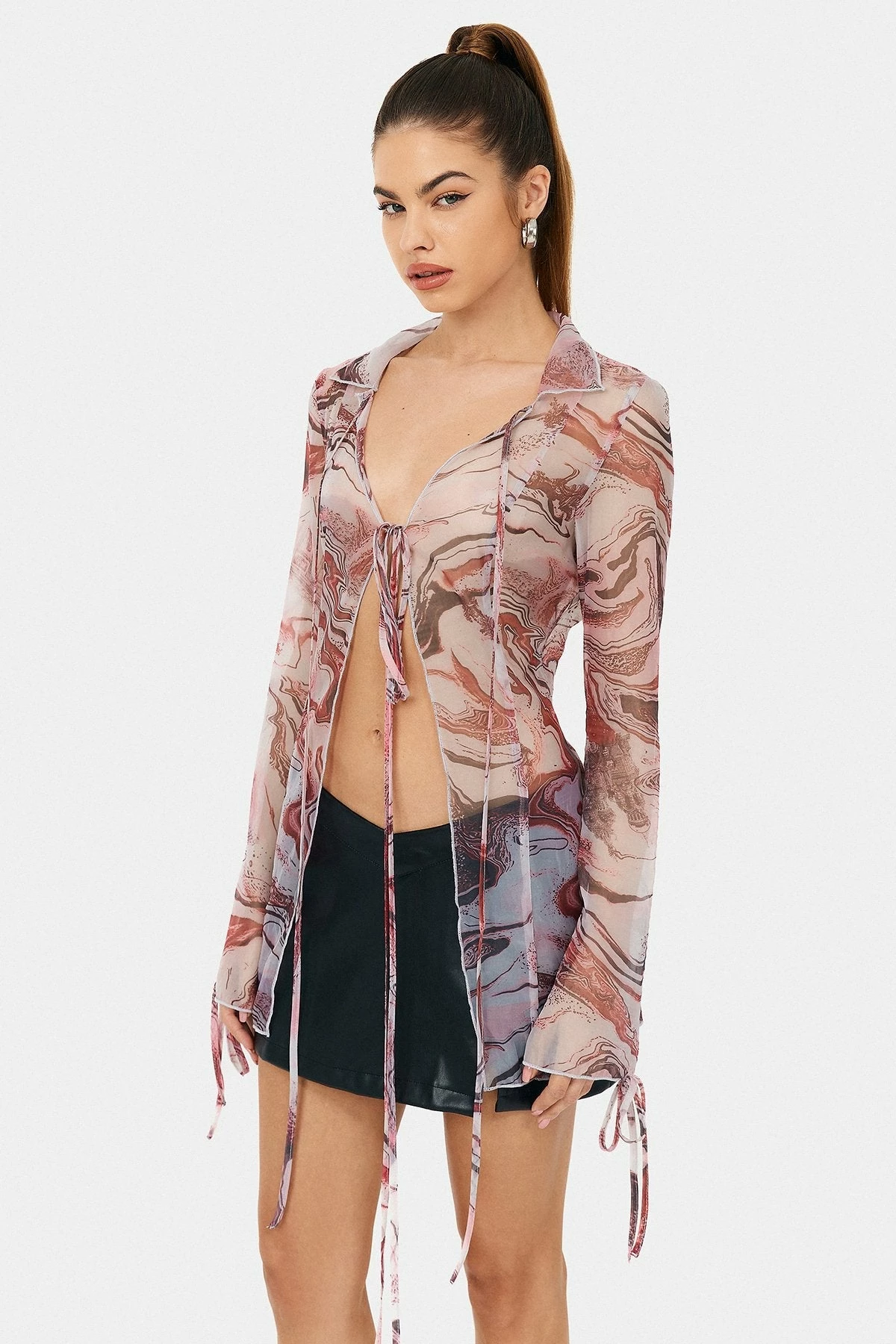 SOLADO Abstract Print Mesh Long Sleeve Top 6 SOLADO Abstract Print Mesh Long Sleeve Top - Image 4