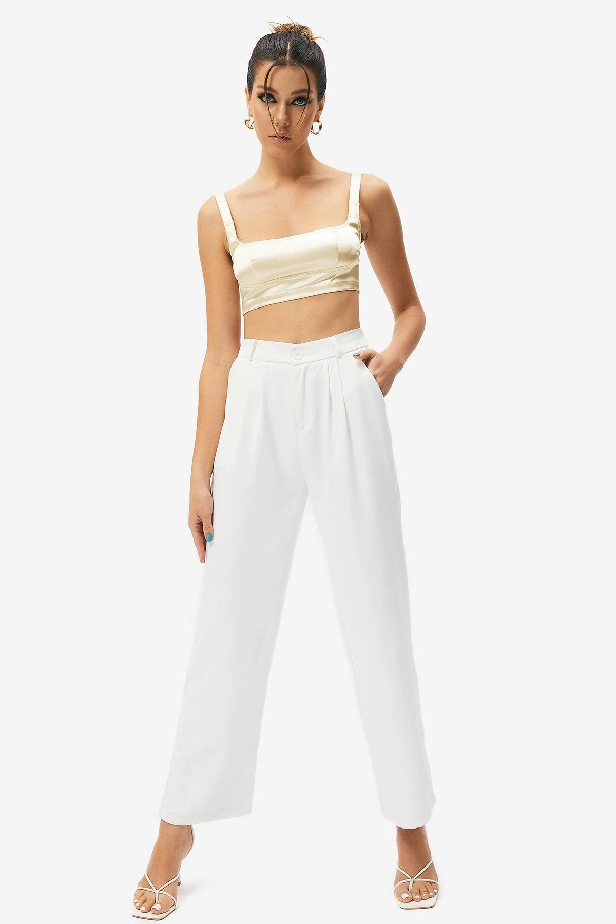 SOLADO Satin Sleeveless Zip Backless Crop Top 7 SOLADO Satin Sleeveless Zip Backless Crop Top - Image 5