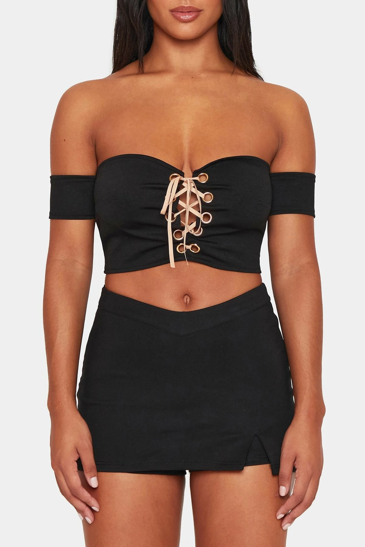 Solado Off Shoulder Lace Up Short Sleeve Crop Top 8 Solado Off Shoulder Lace Up Short Sleeve Crop Top - Image 6