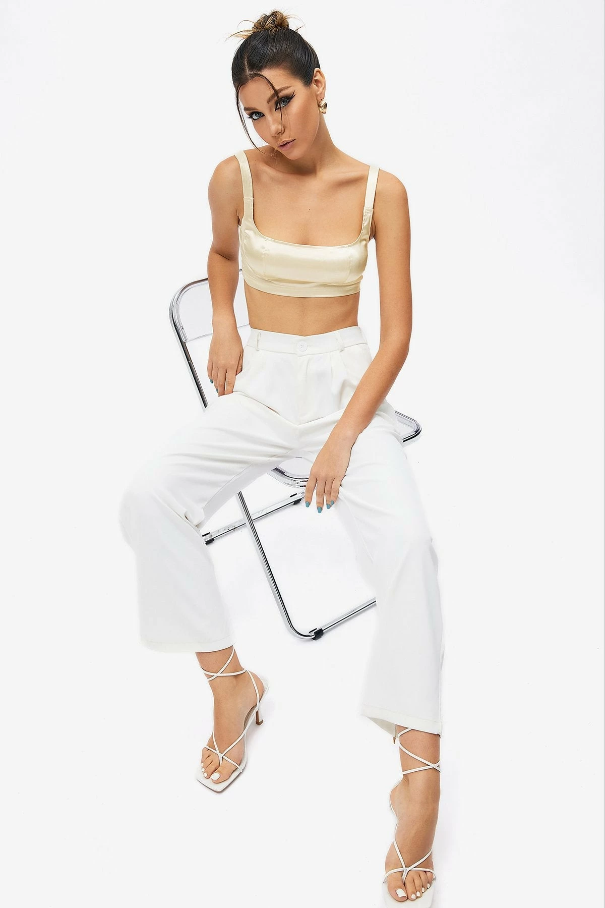 SOLADO Satin Sleeveless Zip Backless Crop Top 8 SOLADO Satin Sleeveless Zip Backless Crop Top - Image 6