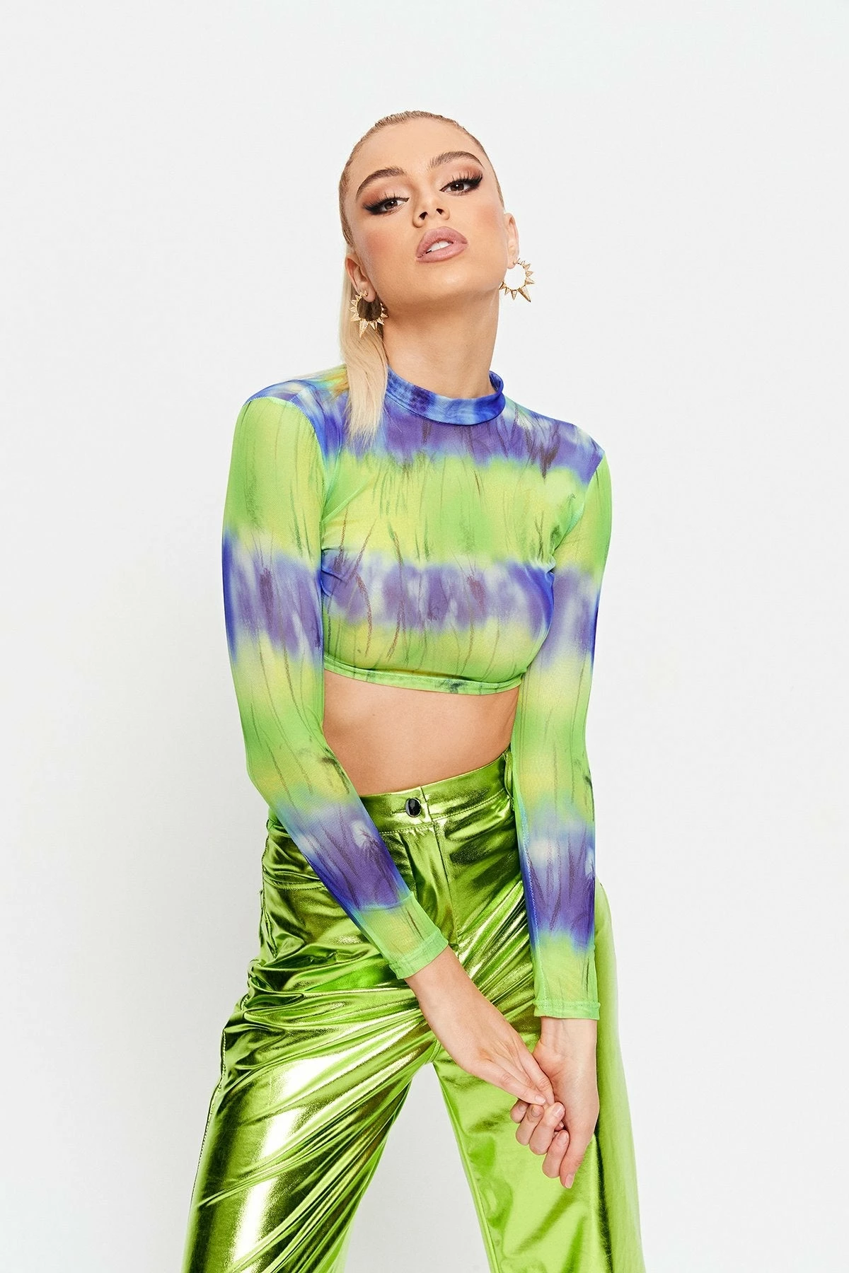 Solado Colorblock Abstract Print Mesh Long Sleeve Top 3 Solado Colorblock Abstract Print Mesh Long Sleeve Top
