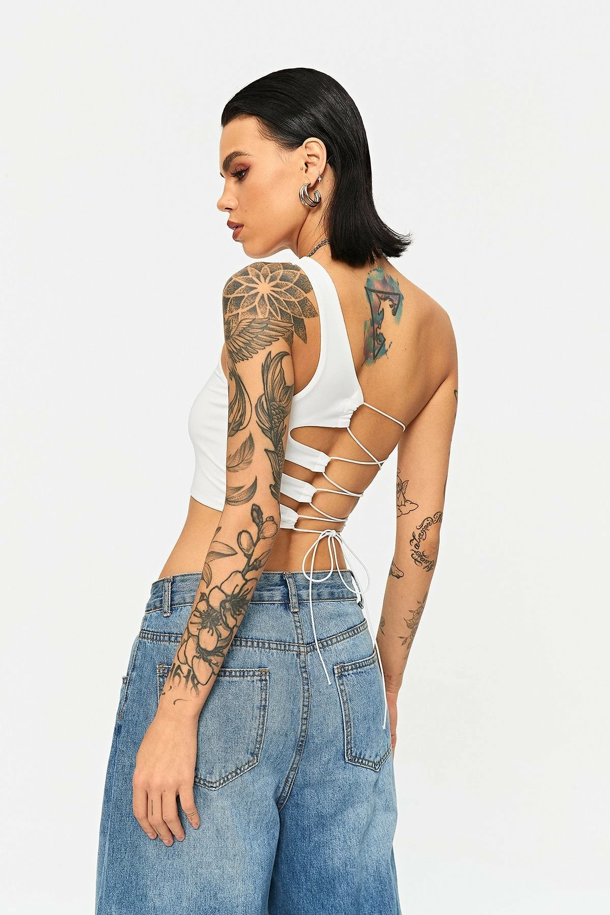 Solado One Shoulder Lace Up Sleeveless Crop Top 3 Solado One Shoulder Lace Up Sleeveless Crop Top