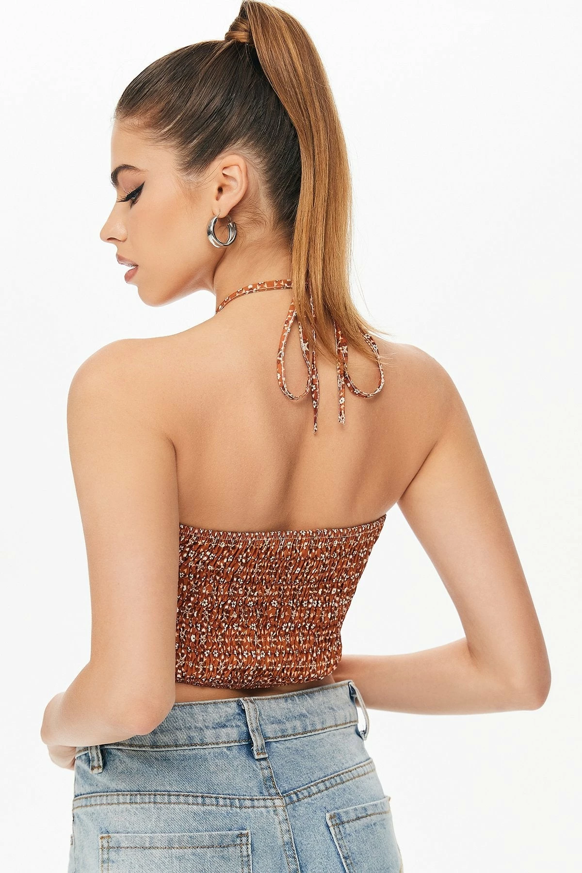 Solado Floral Print Cut Out Drawstring Ruched Crop Top 4 Solado Floral Print Cut Out Drawstring Ruched Crop Top - Image 2