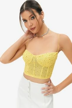 Alternative view of Solado Rhinestone Mesh Boning Backless Crop Top