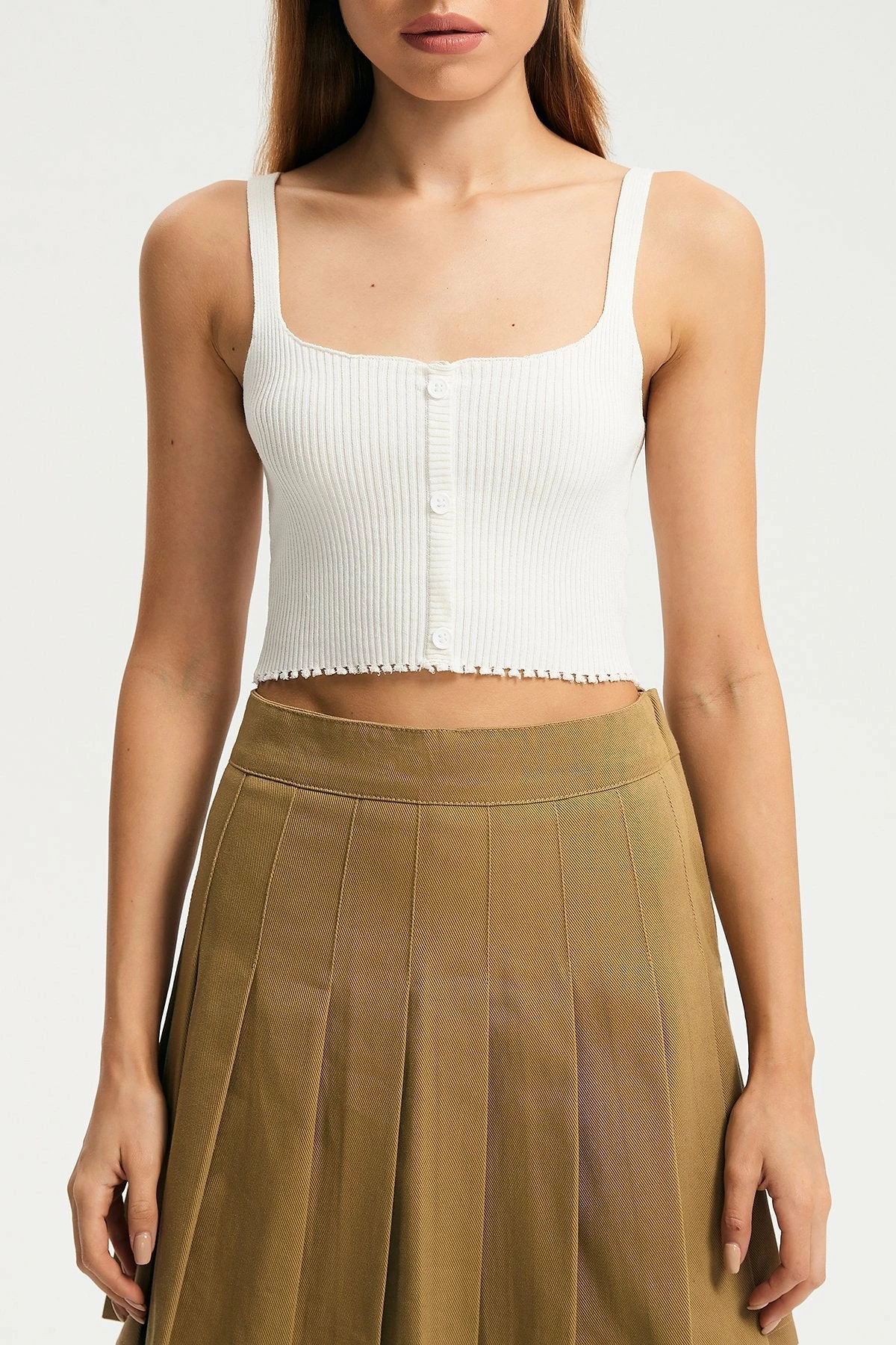 Solado Button Front Square Neck Knitted Sleeveless Tank Top 8 Solado Button Front Square Neck Knitted Sleeveless Tank Top - Image 6