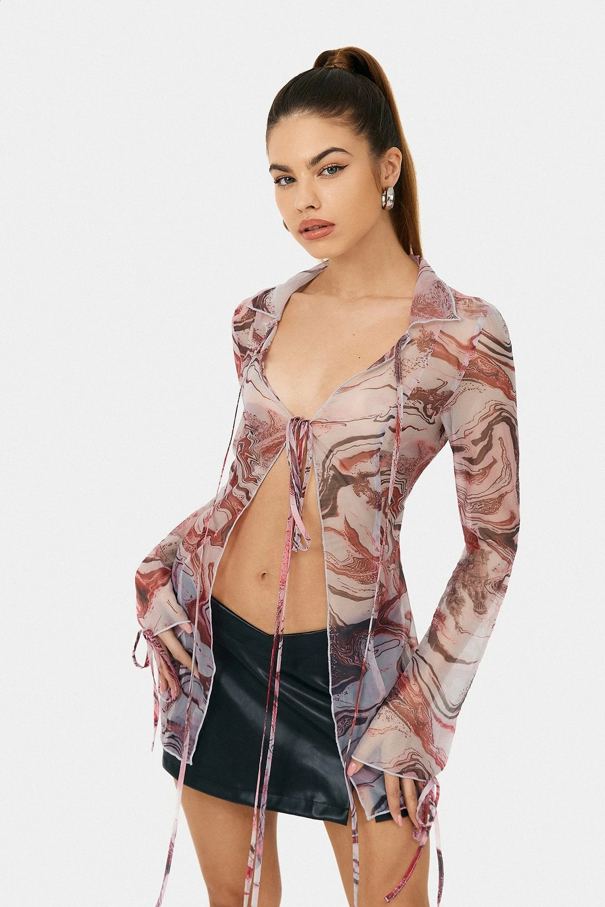 SOLADO Abstract Print Mesh Long Sleeve Top 3 SOLADO Abstract Print Mesh Long Sleeve Top